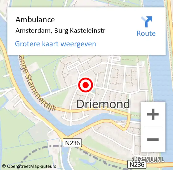 Locatie op kaart van de 112 melding: Ambulance Amsterdam, Burg Kasteleinstr op 10 oktober 2018 14:30