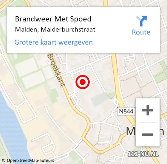 Locatie op kaart van de 112 melding: Brandweer Met Spoed Naar Malden, Malderburchstraat op 10 oktober 2018 14:31