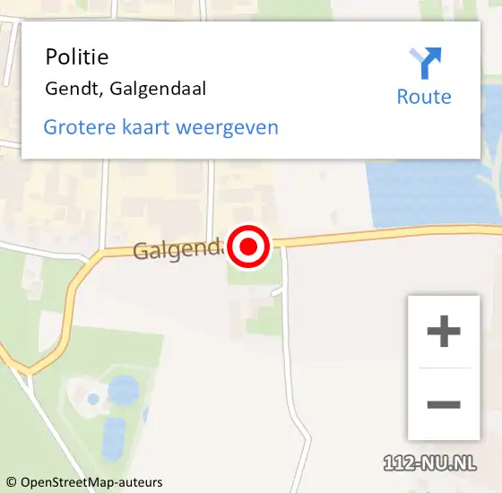 Locatie op kaart van de 112 melding: Politie Gendt, Galgendaal op 10 oktober 2018 14:37