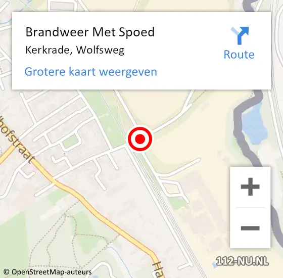 Locatie op kaart van de 112 melding: Brandweer Met Spoed Naar Kerkrade, Wolfsweg op 10 oktober 2018 16:01