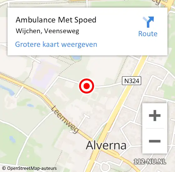 Locatie op kaart van de 112 melding: Ambulance Met Spoed Naar Wijchen, Veenseweg op 10 oktober 2018 16:07