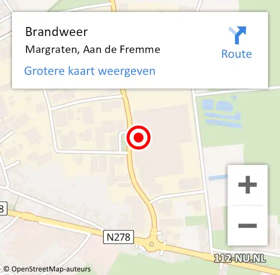 Locatie op kaart van de 112 melding: Brandweer Margraten, Aan de Fremme op 11 maart 2014 13:10