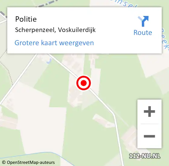 Locatie op kaart van de 112 melding: Politie Scherpenzeel, Voskuilerdijk op 10 oktober 2018 16:10