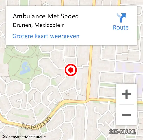 Locatie op kaart van de 112 melding: Ambulance Met Spoed Naar Drunen, Mexicoplein op 10 oktober 2018 16:26