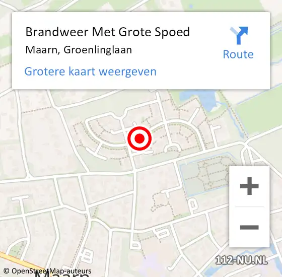 Locatie op kaart van de 112 melding: Brandweer Met Grote Spoed Naar Maarn, Groenlinglaan op 10 oktober 2018 16:27