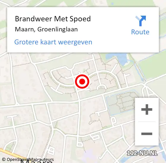 Locatie op kaart van de 112 melding: Brandweer Met Spoed Naar Maarn, Groenlinglaan op 10 oktober 2018 16:43