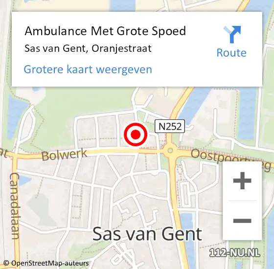 Locatie op kaart van de 112 melding: Ambulance Met Grote Spoed Naar Sas van Gent, Oranjestraat op 10 oktober 2018 17:08