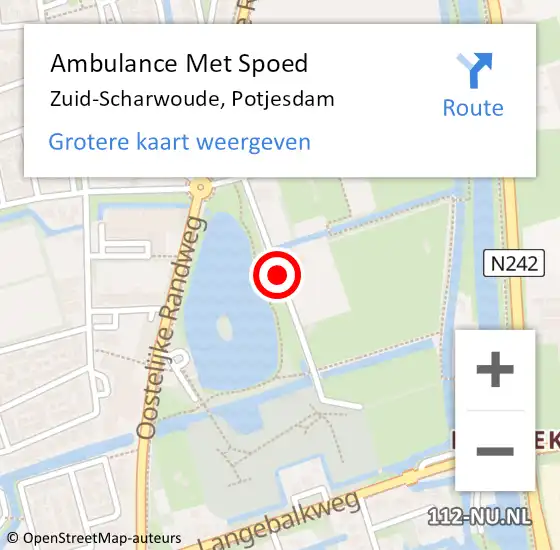 Locatie op kaart van de 112 melding: Ambulance Met Spoed Naar Zuid-Scharwoude, Potjesdam op 10 oktober 2018 17:15