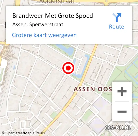 Locatie op kaart van de 112 melding: Brandweer Met Grote Spoed Naar Assen, Sperwerstraat op 10 oktober 2018 18:00