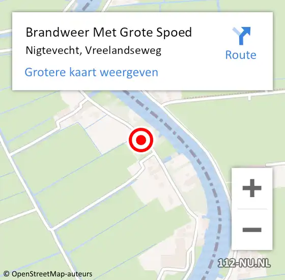 Locatie op kaart van de 112 melding: Brandweer Met Grote Spoed Naar Nigtevecht, Vreelandseweg op 10 oktober 2018 19:09