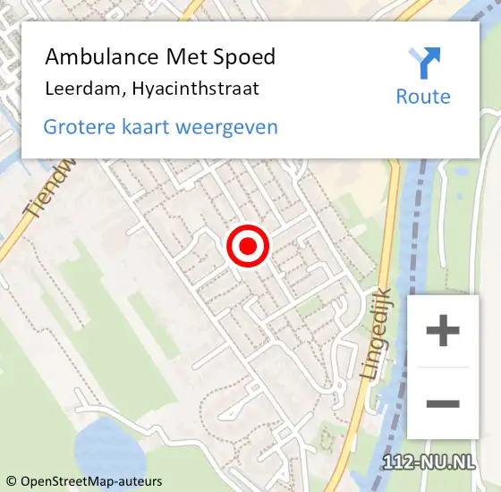 Locatie op kaart van de 112 melding: Ambulance Met Spoed Naar Leerdam, Hyacinthstraat op 10 oktober 2018 19:34