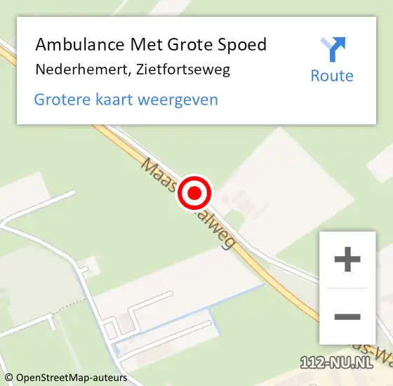 Locatie op kaart van de 112 melding: Ambulance Met Grote Spoed Naar Nederhemert, Zietfortseweg op 10 oktober 2018 20:06