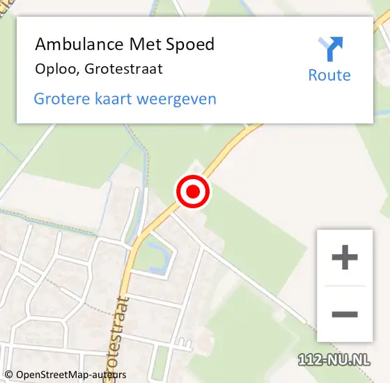 Locatie op kaart van de 112 melding: Ambulance Met Spoed Naar Oploo, Grotestraat op 10 oktober 2018 20:34