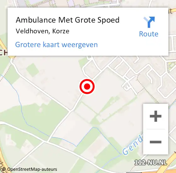 Locatie op kaart van de 112 melding: Ambulance Met Grote Spoed Naar Veldhoven, Korze op 10 oktober 2018 20:52