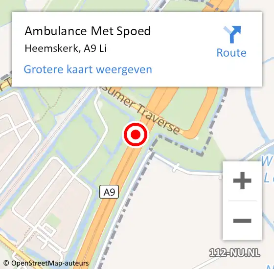 Locatie op kaart van de 112 melding: Ambulance Met Spoed Naar Heemskerk, A9 Li op 10 oktober 2018 22:52