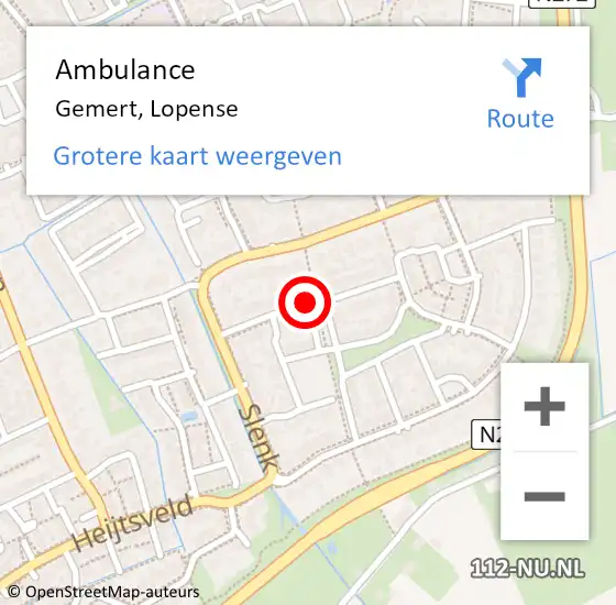 Locatie op kaart van de 112 melding: Ambulance Gemert, Lopense op 10 oktober 2018 23:04