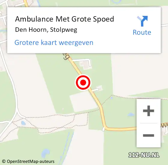 Locatie op kaart van de 112 melding: Ambulance Met Grote Spoed Naar Den Hoorn, Stolpweg op 11 oktober 2018 03:40