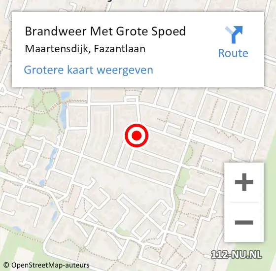 Locatie op kaart van de 112 melding: Brandweer Met Grote Spoed Naar Maartensdijk, Fazantlaan op 11 oktober 2018 04:27
