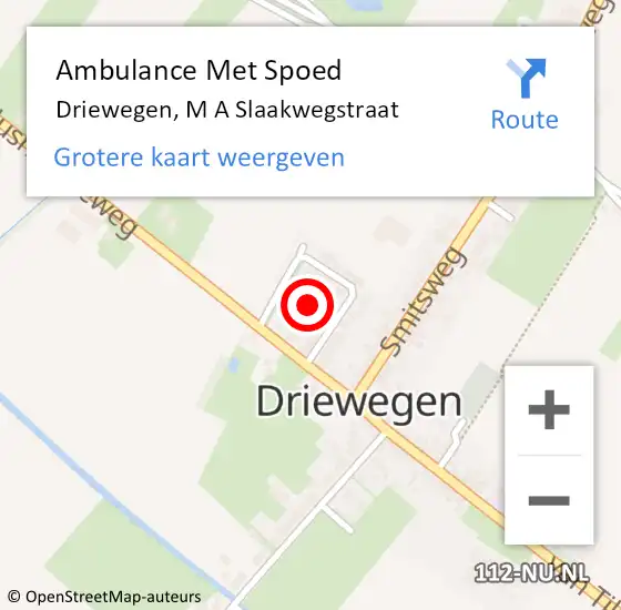 Locatie op kaart van de 112 melding: Ambulance Met Spoed Naar Driewegen, M A Slaakwegstraat op 11 oktober 2018 05:23