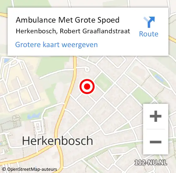 Locatie op kaart van de 112 melding: Ambulance Met Grote Spoed Naar Herkenbosch, Robert Graaflandstraat op 11 oktober 2018 06:20