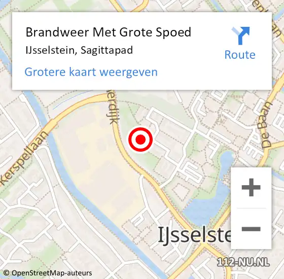 Locatie op kaart van de 112 melding: Brandweer Met Grote Spoed Naar IJsselstein, Sagittapad op 11 oktober 2018 07:07