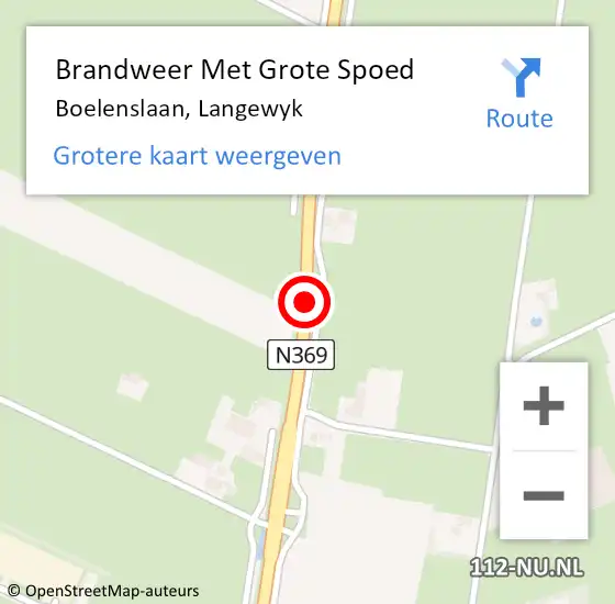 Locatie op kaart van de 112 melding: Brandweer Met Grote Spoed Naar Boelenslaan, Langewyk op 11 oktober 2018 07:08