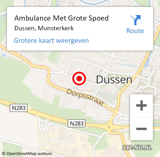 Locatie op kaart van de 112 melding: Ambulance Met Grote Spoed Naar Dussen, Munsterkerk op 11 oktober 2018 07:45