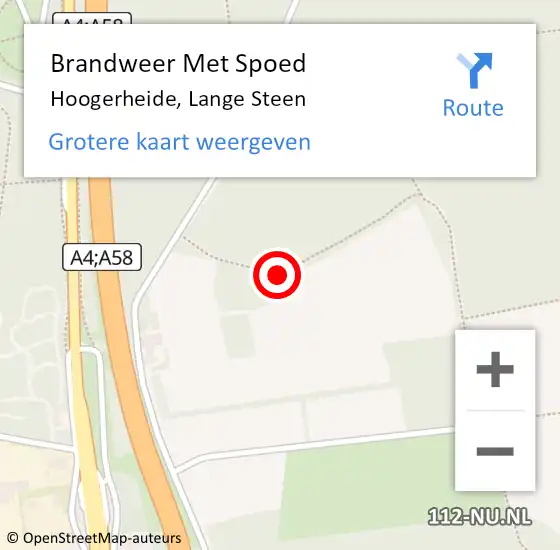 Locatie op kaart van de 112 melding: Brandweer Met Spoed Naar Hoogerheide, Lange Steen op 11 oktober 2018 07:49