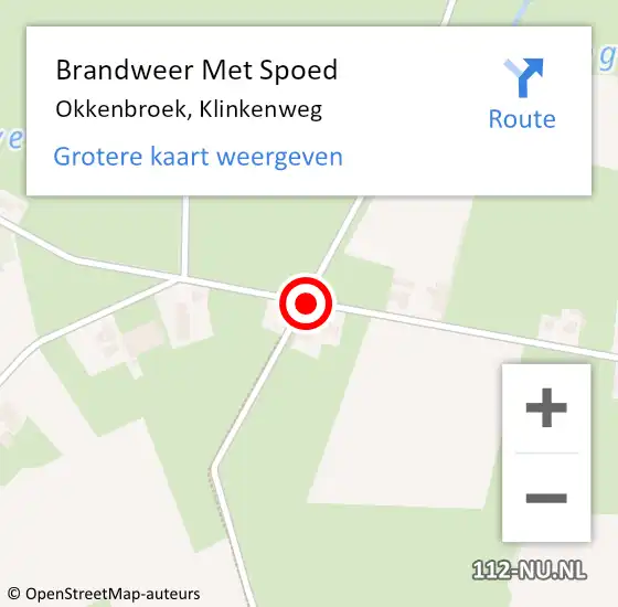 Locatie op kaart van de 112 melding: Brandweer Met Spoed Naar Okkenbroek, Klinkenweg op 11 oktober 2018 08:42