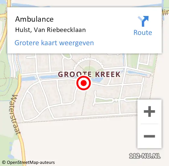 Locatie op kaart van de 112 melding: Ambulance Hulst, Van Riebeecklaan op 11 oktober 2018 09:37