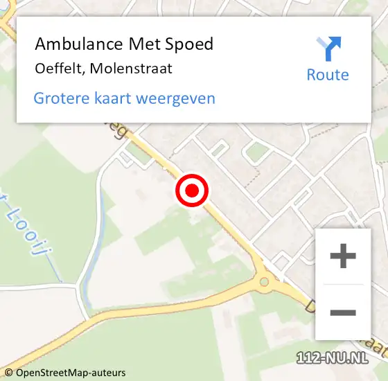 Locatie op kaart van de 112 melding: Ambulance Met Spoed Naar Oeffelt, Molenstraat op 11 oktober 2018 09:42