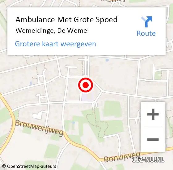 Locatie op kaart van de 112 melding: Ambulance Met Grote Spoed Naar Wemeldinge, De Wemel op 11 oktober 2018 09:48