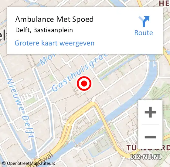 Locatie op kaart van de 112 melding: Ambulance Met Spoed Naar Delft, Bastiaansplein op 11 oktober 2018 10:57
