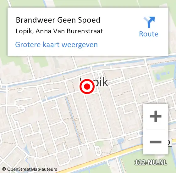 Locatie op kaart van de 112 melding: Brandweer Geen Spoed Naar Lopik, Anna Van Burenstraat op 11 oktober 2018 11:04