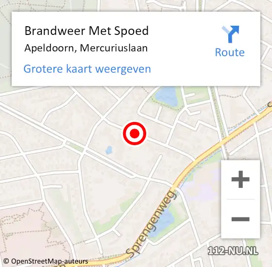 Locatie op kaart van de 112 melding: Brandweer Met Spoed Naar Apeldoorn, Mercuriuslaan op 11 oktober 2018 11:13