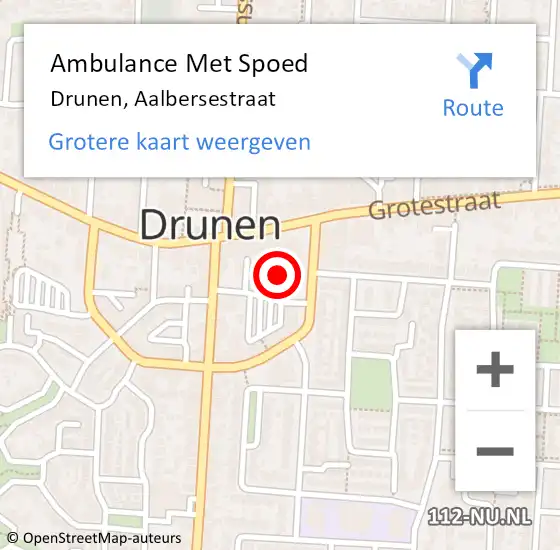 Locatie op kaart van de 112 melding: Ambulance Met Spoed Naar Drunen, Aalbersestraat op 11 oktober 2018 11:18