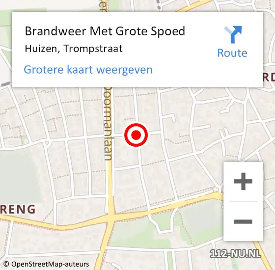 Locatie op kaart van de 112 melding: Brandweer Met Grote Spoed Naar Huizen, Trompstraat op 11 oktober 2018 11:29