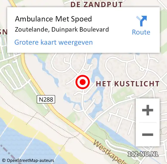 Locatie op kaart van de 112 melding: Ambulance Met Spoed Naar Zoutelande, Duinpark Boulevard op 11 oktober 2018 11:33