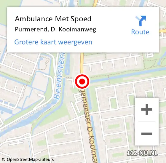 Locatie op kaart van de 112 melding: Ambulance Met Spoed Naar Purmerend, D. Kooimanweg op 11 oktober 2018 11:35