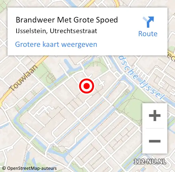 Locatie op kaart van de 112 melding: Brandweer Met Grote Spoed Naar IJsselstein, Utrechtsestraat op 11 oktober 2018 11:35