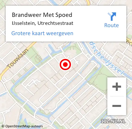 Locatie op kaart van de 112 melding: Brandweer Met Spoed Naar IJsselstein, Utrechtsestraat op 11 oktober 2018 12:19