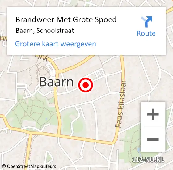 Locatie op kaart van de 112 melding: Brandweer Met Grote Spoed Naar Baarn, Schoolstraat op 11 oktober 2018 12:46