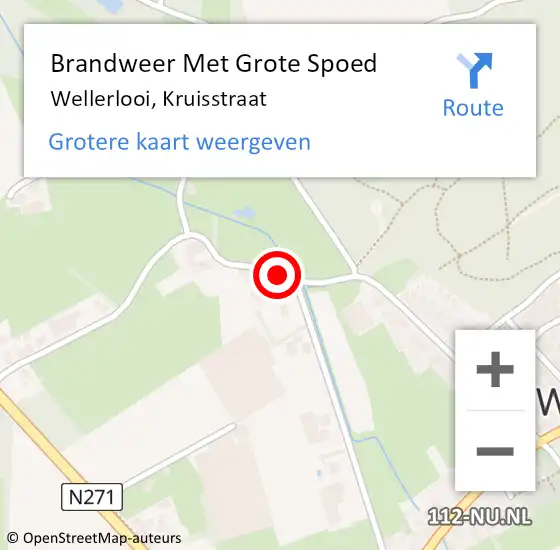 Locatie op kaart van de 112 melding: Brandweer Met Grote Spoed Naar Wellerlooi, Kruisstraat op 11 oktober 2018 12:49