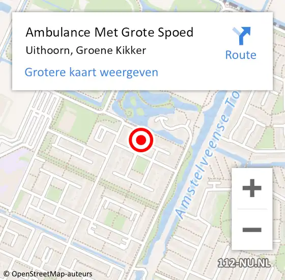 Locatie op kaart van de 112 melding: Ambulance Met Grote Spoed Naar Uithoorn, Groene Kikker op 11 oktober 2018 13:02