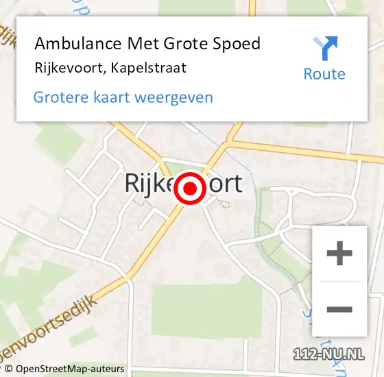 Locatie op kaart van de 112 melding: Ambulance Met Grote Spoed Naar Rijkevoort, Kapelstraat op 11 oktober 2018 13:16