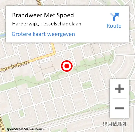 Locatie op kaart van de 112 melding: Brandweer Met Spoed Naar Harderwijk, Tesselschadelaan op 11 oktober 2018 13:32