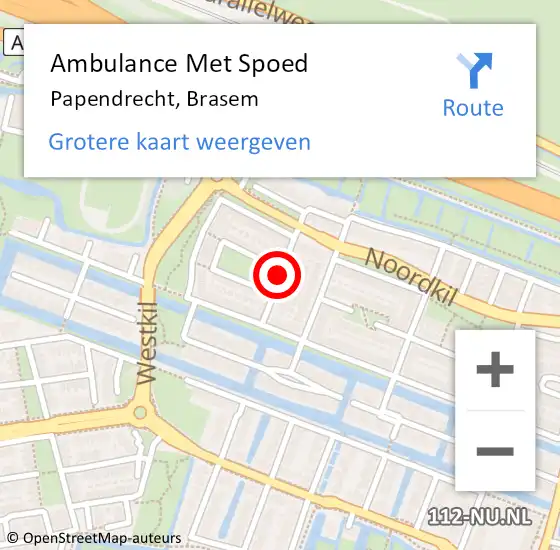 Locatie op kaart van de 112 melding: Ambulance Met Spoed Naar Papendrecht, Brasem op 11 oktober 2018 15:09