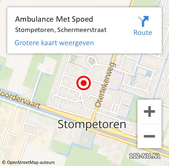 Locatie op kaart van de 112 melding: Ambulance Met Spoed Naar Stompetoren, Schermeerstraat op 11 oktober 2018 15:51