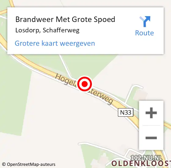 Locatie op kaart van de 112 melding: Brandweer Met Grote Spoed Naar Losdorp, Schafferweg op 11 oktober 2018 15:56