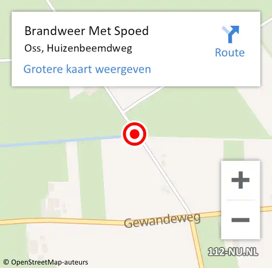 Locatie op kaart van de 112 melding: Brandweer Met Spoed Naar Oss, Huizenbeemdweg op 11 oktober 2018 16:12